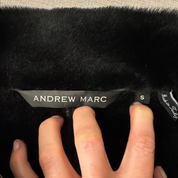 Andrew Marc- Women's Black Shearling Leather Belted Coat/EUC/Size S - Picture 7 of 15